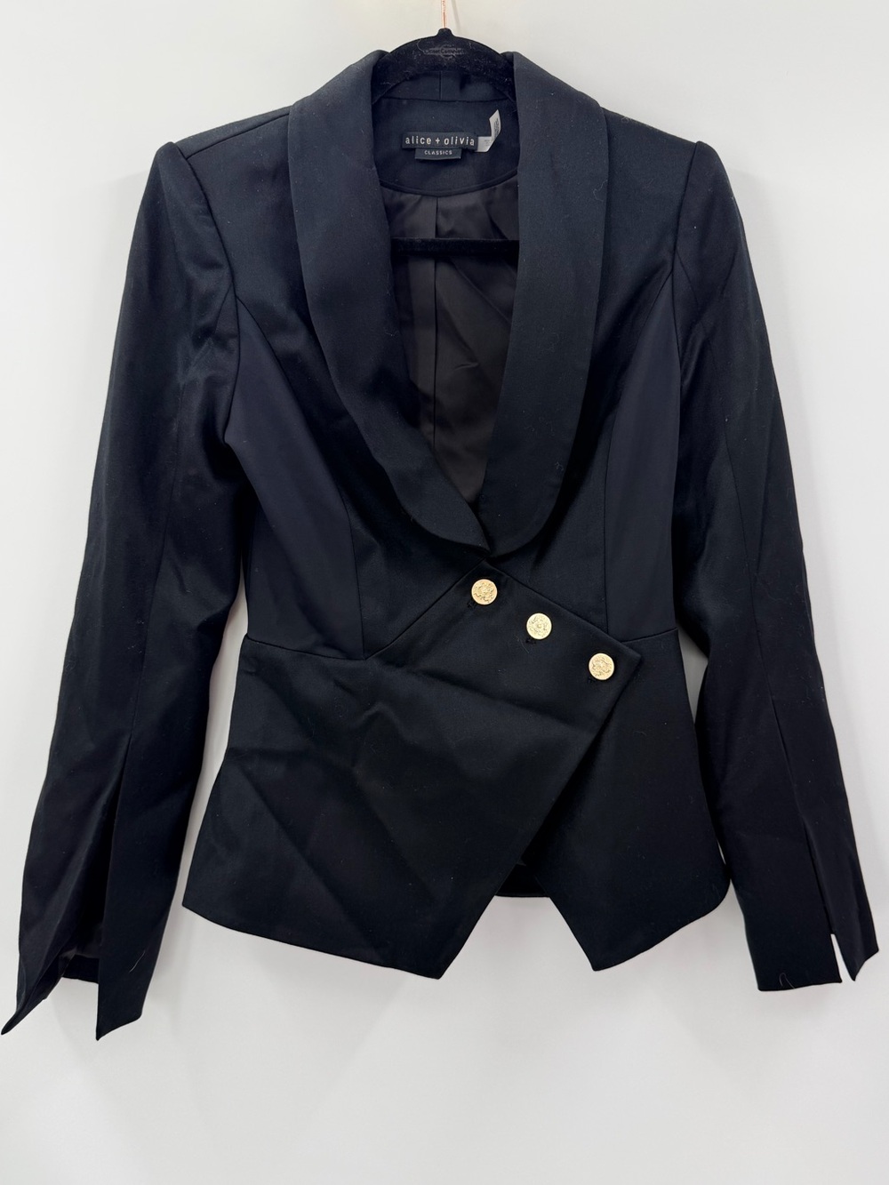 Alice + Olivia Black Sculpt Asymmetrical Blazer Jacket 6 - Picture 2 of 5